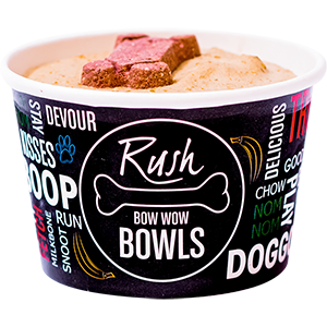 A delicious dog friendly Rush Bowls smoothie bowl.